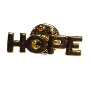 Gold Tone HOPE Awareness Lapel Pin Vintage Inspirational Word Brooch